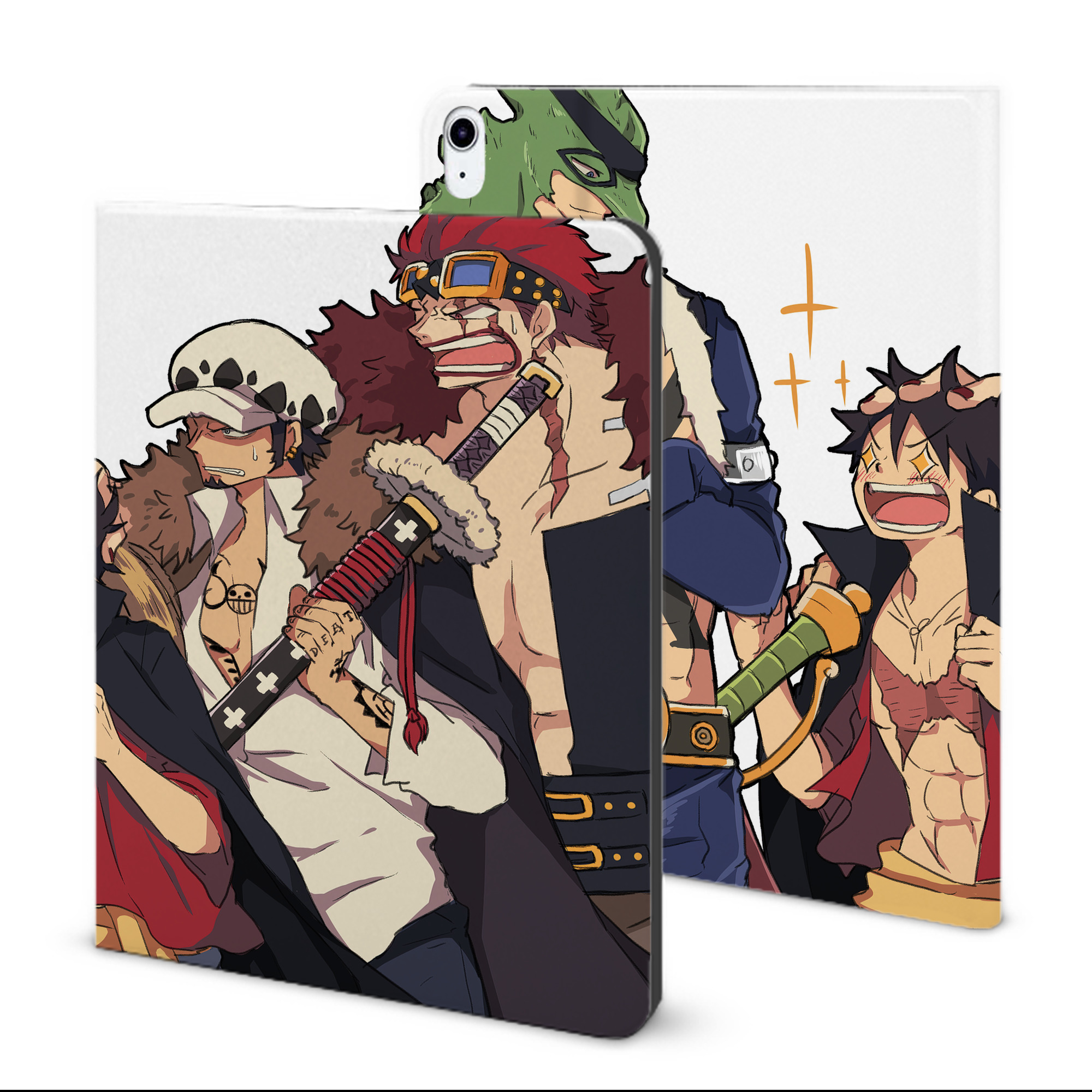 ワンピース ONE PIECE IPad ケース ブック型 PUレザー TPU 耐衝撃 軽量 薄型 ペン収納なし 全面保護 IPad 各モデル対応